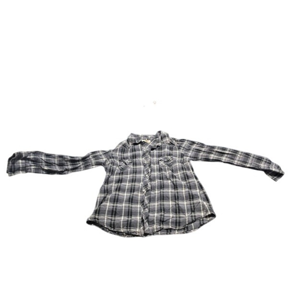 Vintage OP Grey White Plaid Button Down Shirt Long Sleeve